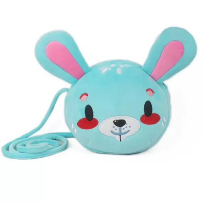 Blue rabbit plush crossbody bag for pastel kawaii, ABDL, and girly cutecore outfits