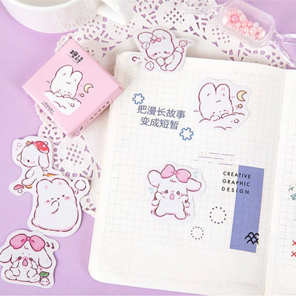 Adorable Sweet Little Bunny Sticker Pack for decorating tech, journals, phones, with durable waterproof design