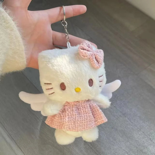 Angel Purr Plush Keychain, soft kawaii accessory for DDLG, ABDL, and plush lovers