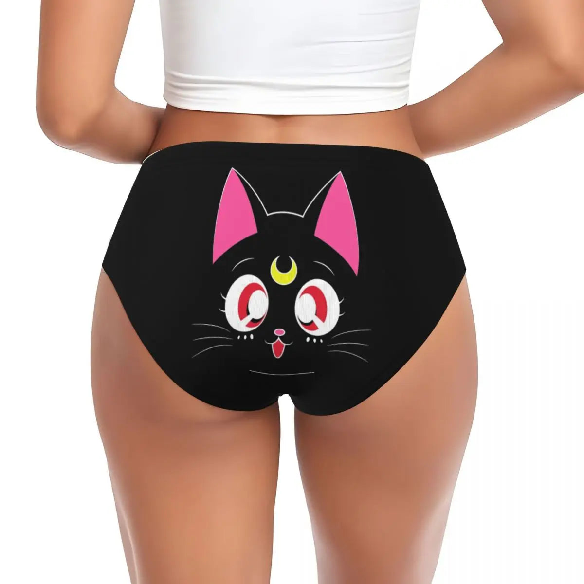 Back view of anime neko kawaii cat panties, Y2K harajuku DDLGirl style