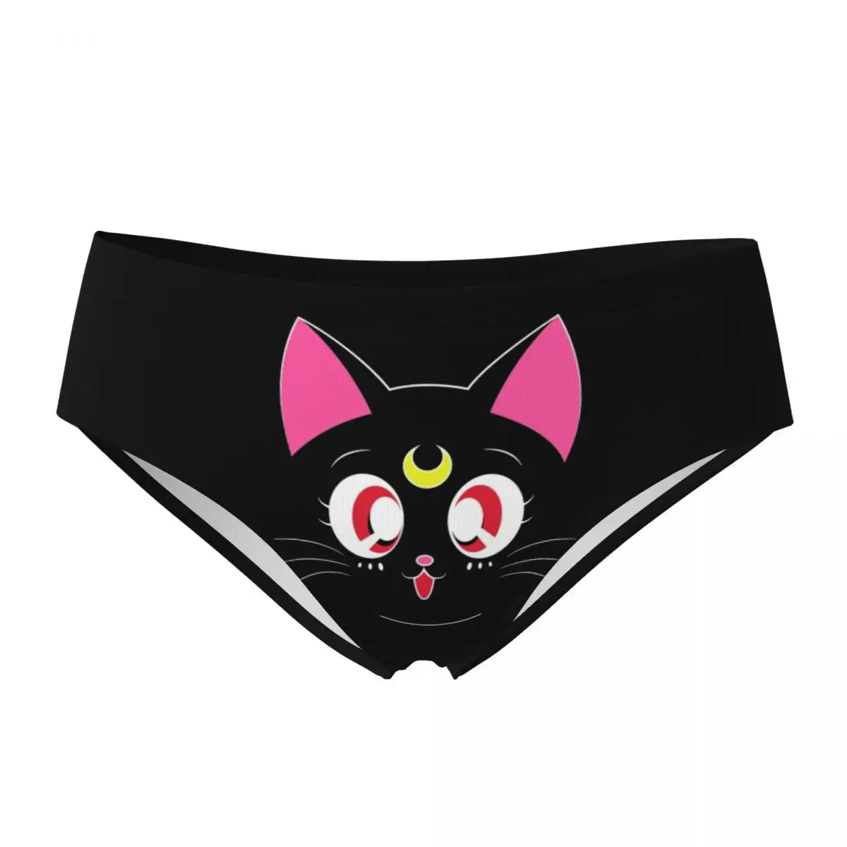 Anime neko kawaii cat panties with crescent moon graphic, DDLGirl style