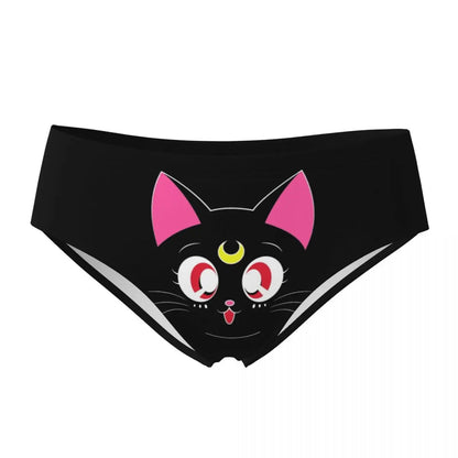 Anime neko kawaii cat panties with crescent moon graphic, DDLGirl style