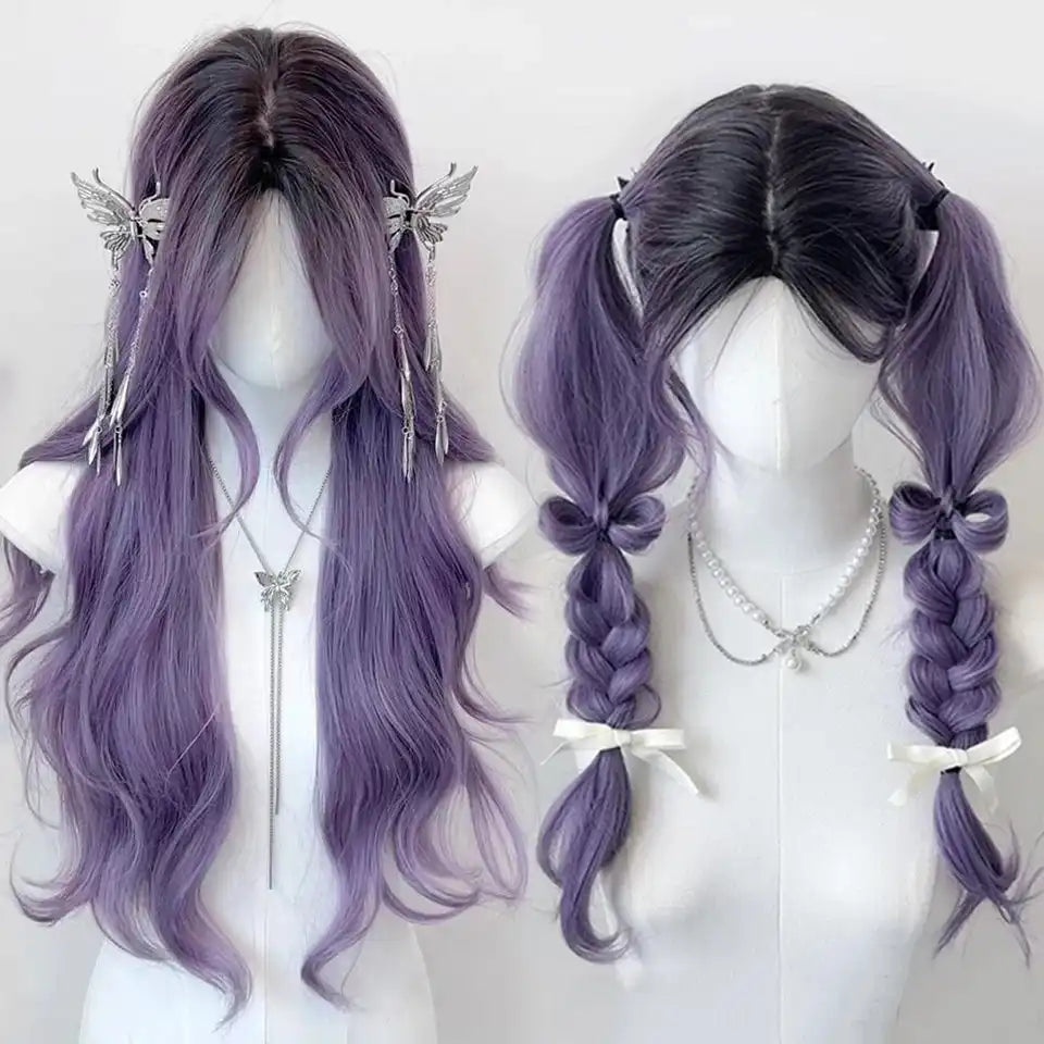 Purple Ash Fantasy Aura Wig for Whimsical DDLG Style and Cosplay