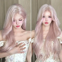 Ash Rose Hair Wig Collection, soft pink front view, stylish and dreamy look for kawaii, pastelcore, or fashion cosplay.
