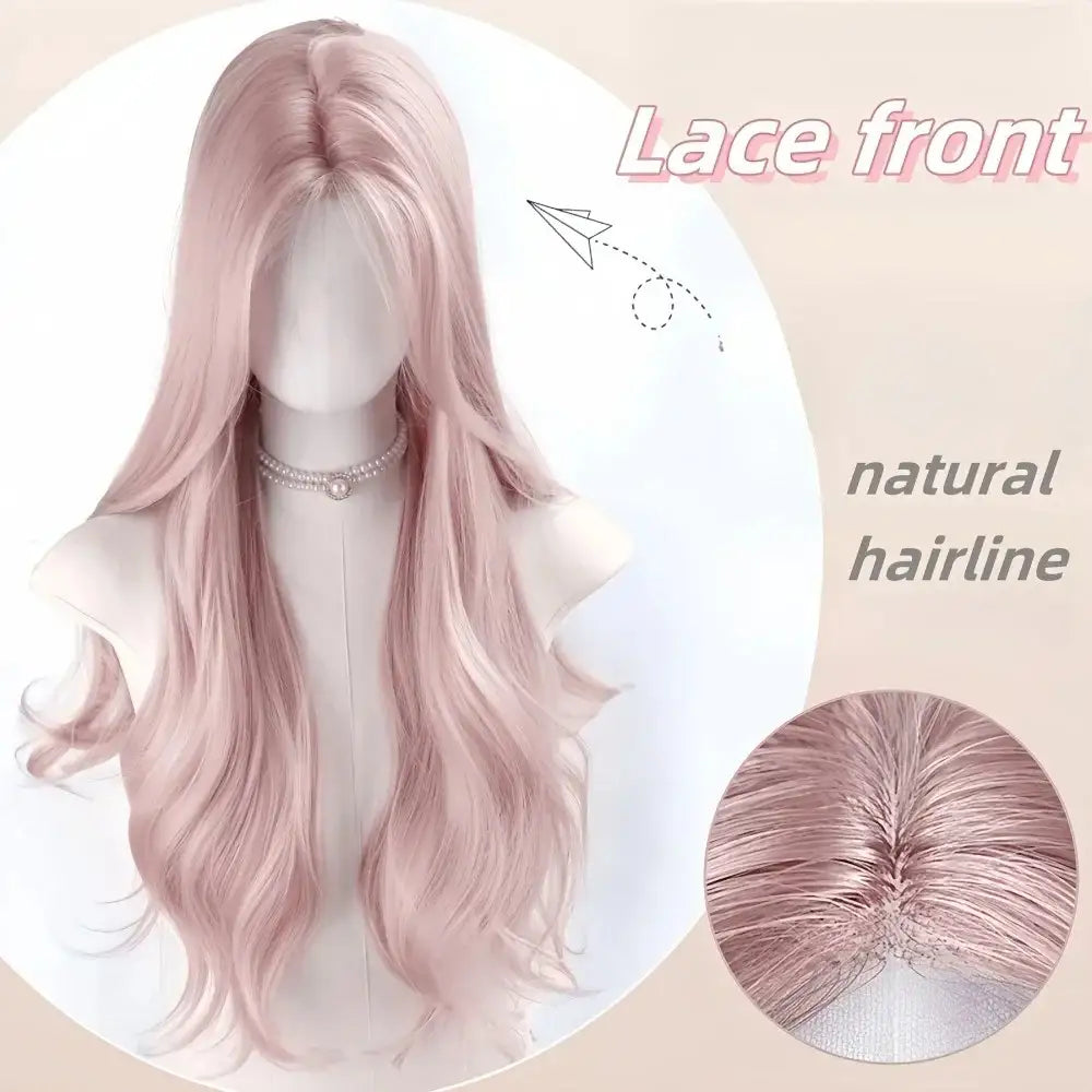 Ash Rose Hair Wig Collection, front view of pink wig, flattering for princesscore, everyday fashion, or flirty glam looks.