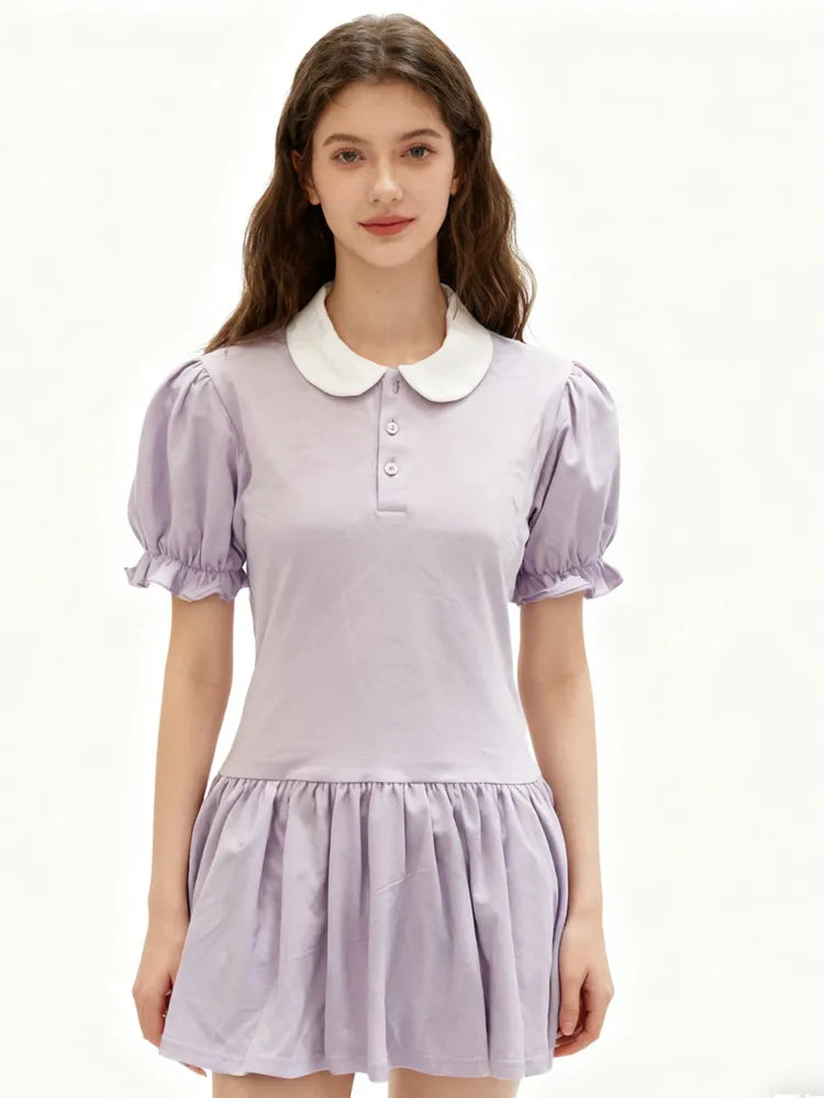 Baby Bee Onesie Dress in Lavender Purple with cute bee inspired kawaii design, front view