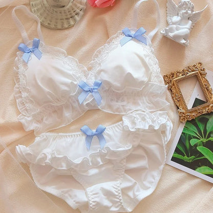 Full Baby Blue Angel Lolita lingerie set with bra and matching panties, DDLGirl style