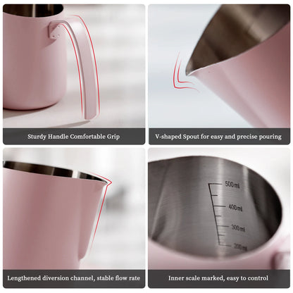 Babycore pink frothing pitcher kawaii coffee accessory for littles and aesthetic baddies