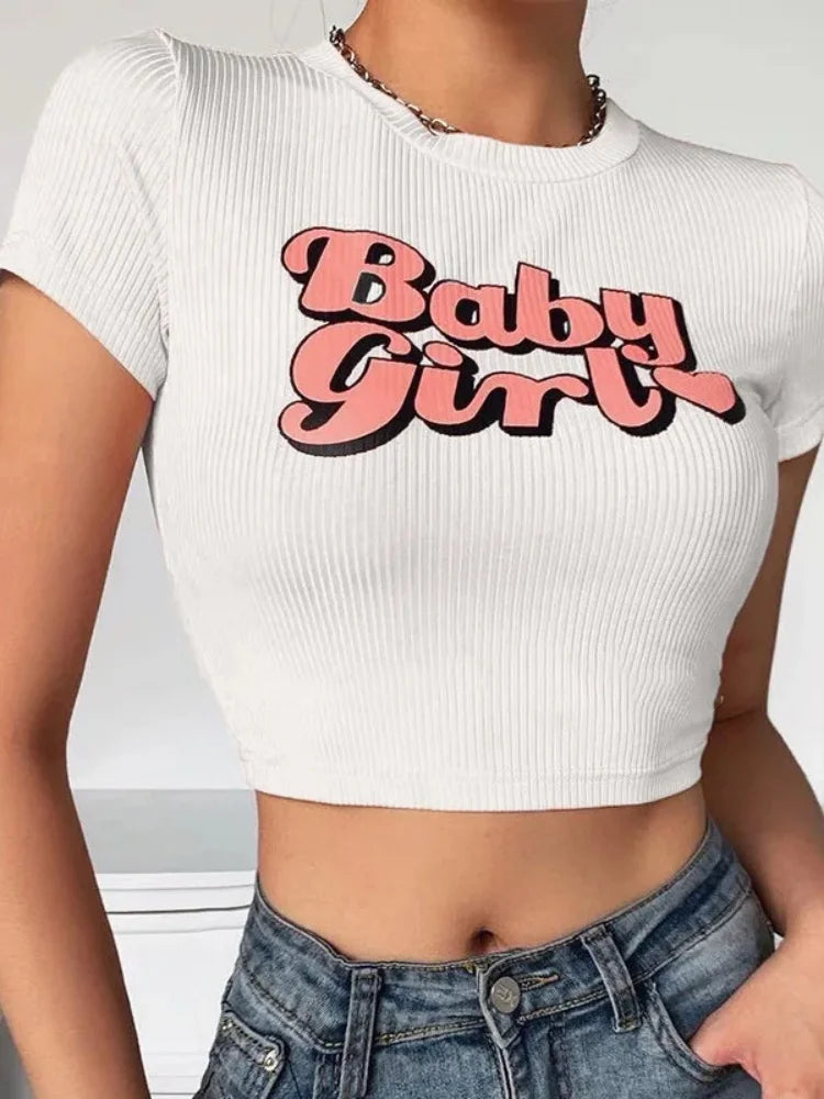 White babygirl crop top with softwear DDLG aesthetic