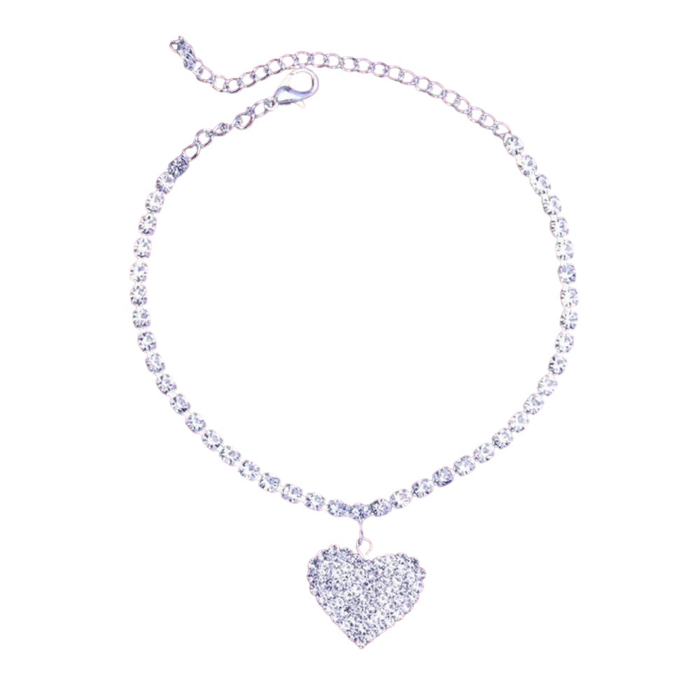 Adjustable extension chain detail on Babygirl Silver Sparkle Heart anklet