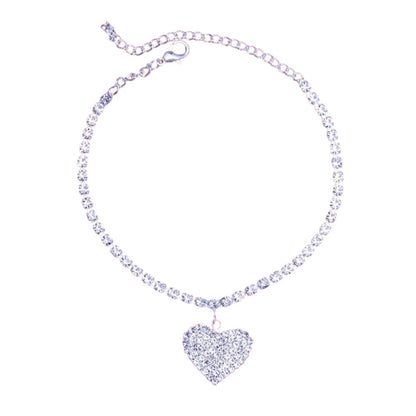 Adjustable extension chain detail on Babygirl Silver Sparkle Heart anklet