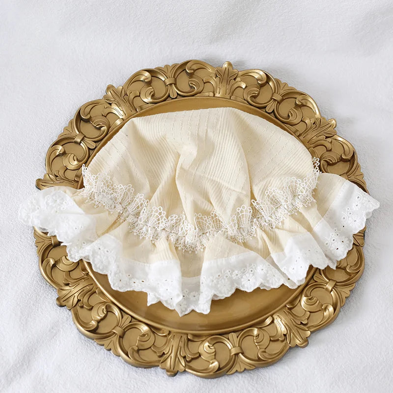 Beige Lolita lace bonnet in romantic neutral tones