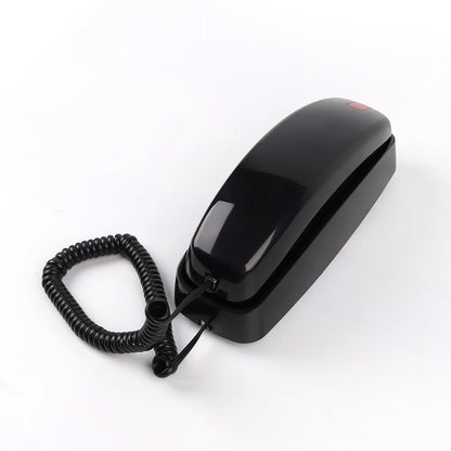 Black retro landline phone with large buttons and simple kawaii design for home use
