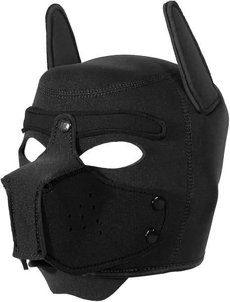 Black furry puppy mask for DDLG, sub petplay, flirty puppy-core looks, and playful little roleplay.