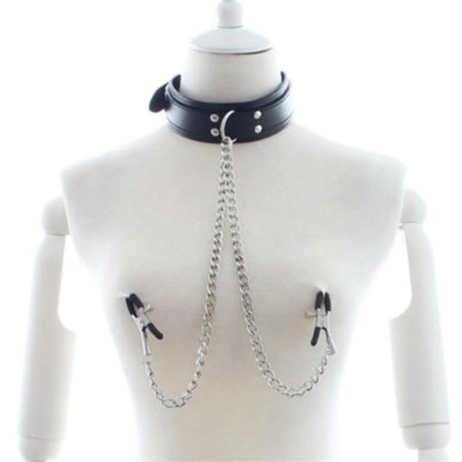 Black Kinky Choker Body Clip Set for DDLG and cutebaddie fantasyplay, edgy and playful cutecore aesthetic