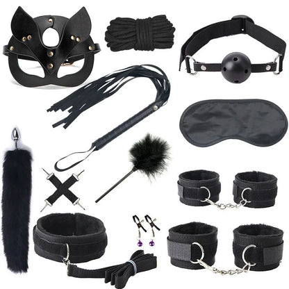 black kinky set featuring tail and choker leash for kinky ddlg and abdL play