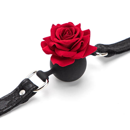 Black Lace Sweet Rose Babygirl Mouth Gag, cute and kinky cutecore accessory for little space or cosplay