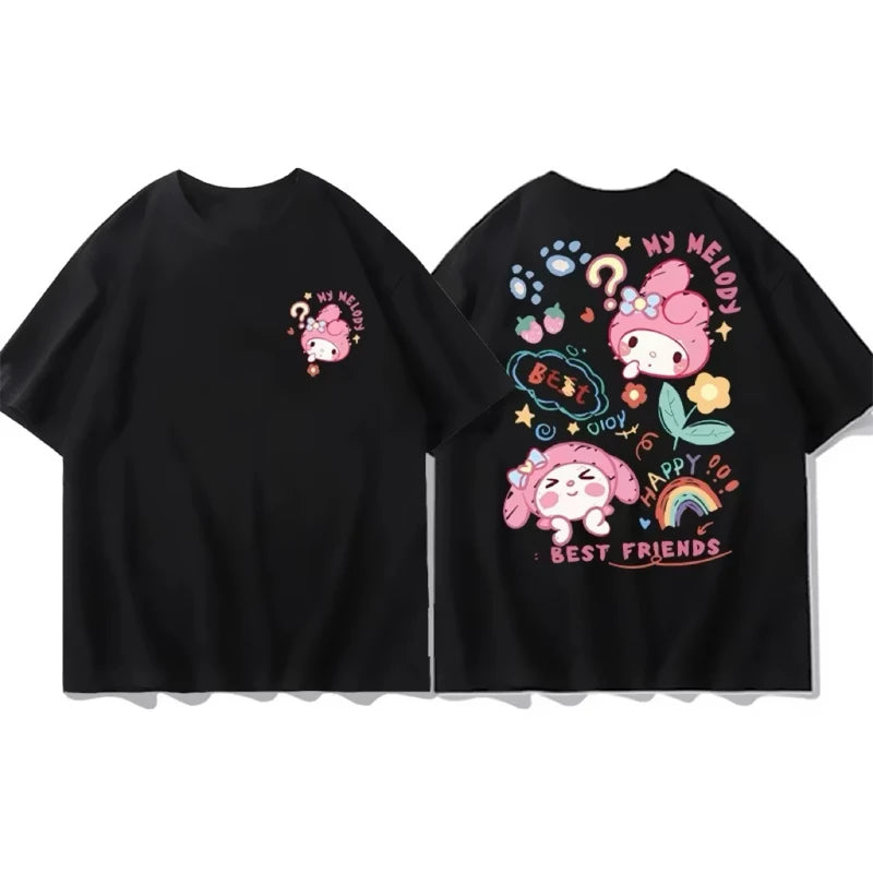 Black My Melody tee designed for best friends, perfect for twinning in kawaii style