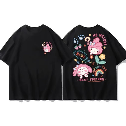 Black My Melody tee designed for best friends, perfect for twinning in kawaii style