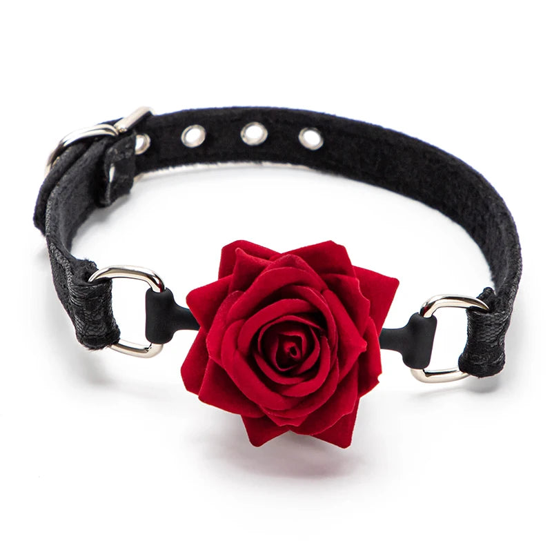 Black Sweet Rose Babygirl Mouth Gag, kawaii DDLG & cutecore accessory with lacy feminine design