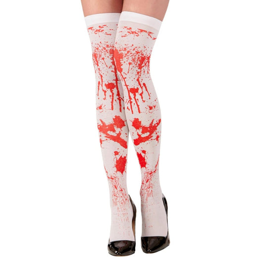Bloody Doll Halloween horror tights with blood splatter print, DDLGirl gothic style