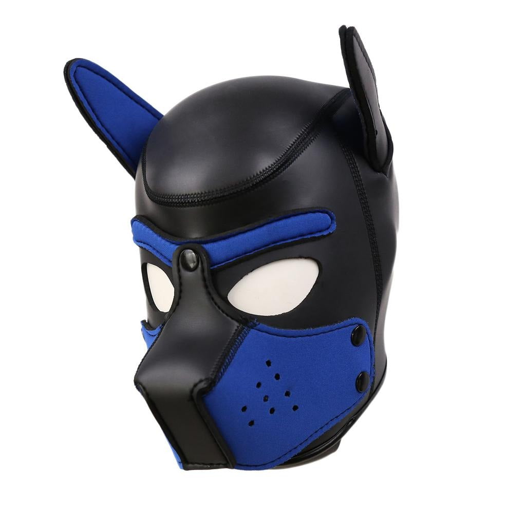 Blue furry pup mask for DDLG, flirty sub petplay, and playful kawaii puppy roleplay.