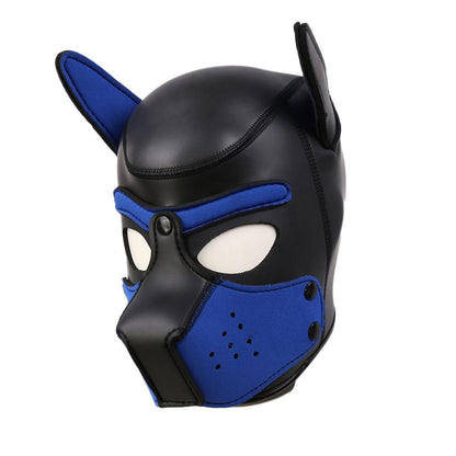 Blue furry pup mask for DDLG, flirty sub petplay, and playful kawaii puppy roleplay.