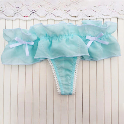 Blue sky frilly thong with ribbon sides, dreamy kawaii ddlg lingerie cutecore