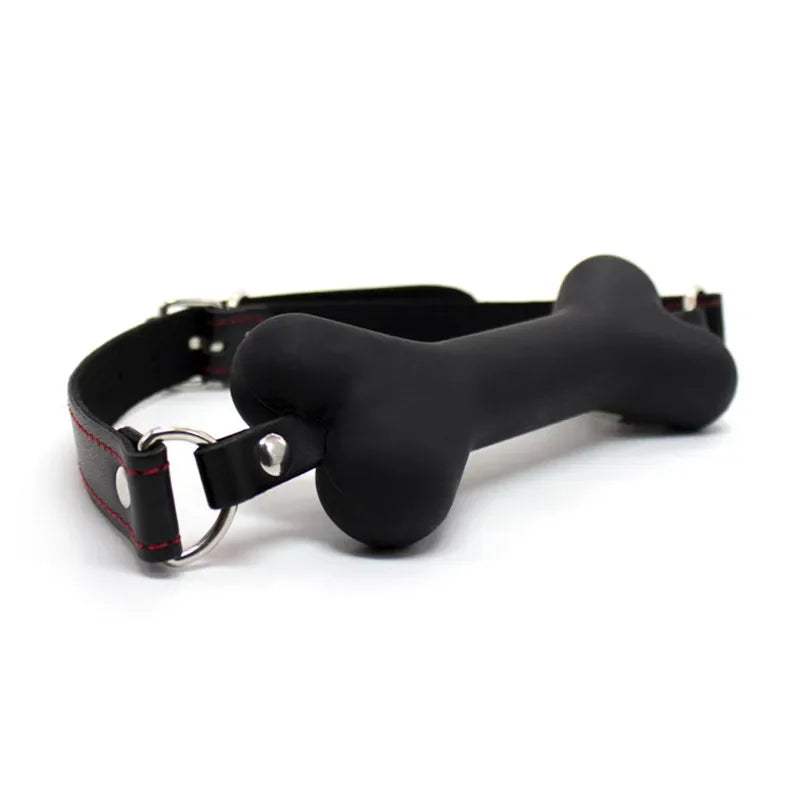 Bone Cutie Play Gag black rubber adjustable leather strap kawaii boss baddie DDLG ABDL