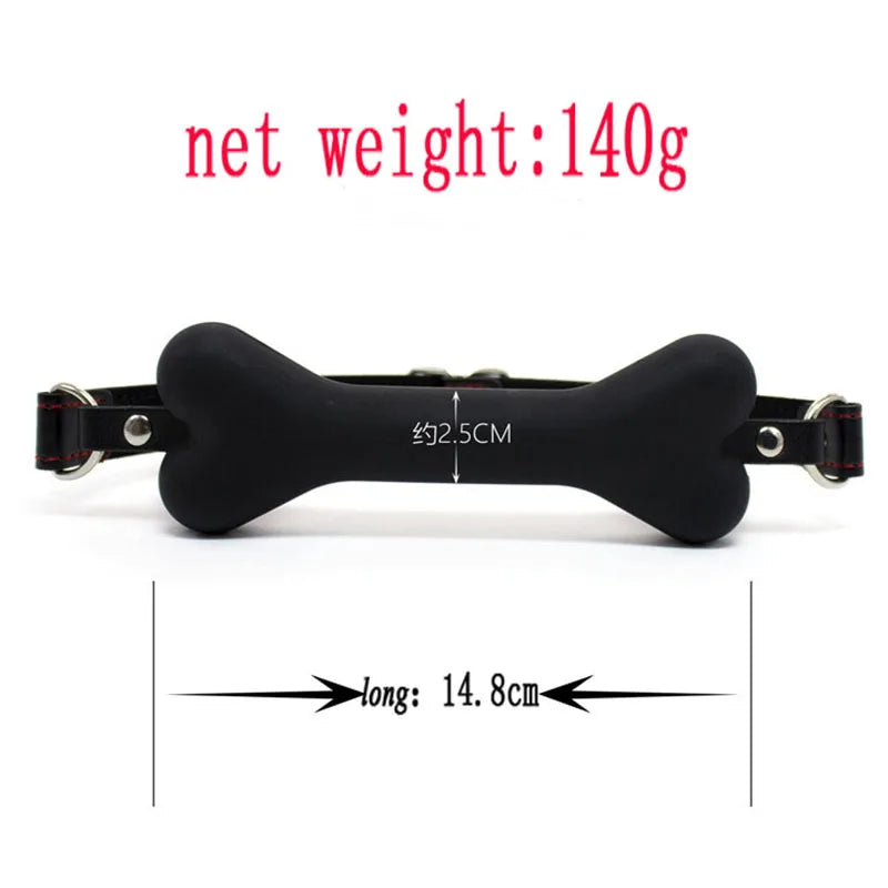 Bone Cutie Play Gag black rubber with leather straps DDLG ABDL sexy kawaii