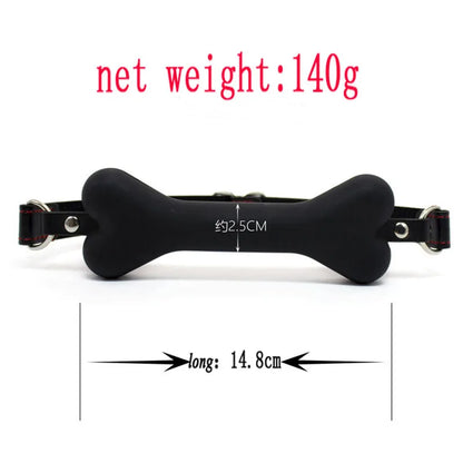 Bone Cutie Play Gag black rubber with leather straps DDLG ABDL sexy kawaii