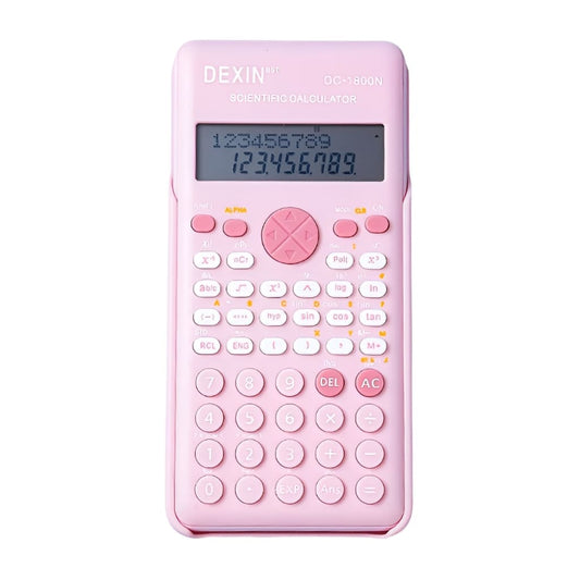 Pink Boss Babe scientific calculator with 240 functions, dual-line LCD, large keys, and durable anti-collision cover.