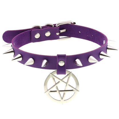 Buckle violet choker, edgy brat accessory for submissive fashion