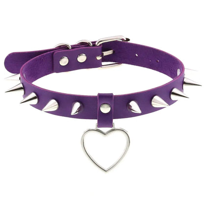 Bold violet heart choker, brat-core style for DDLG ABDL fashion