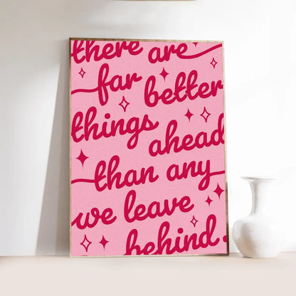 Brighter Days Ahead pink poster with sparkles, kawaii DDLG ABDL wall art for cozy littlespace decor.
