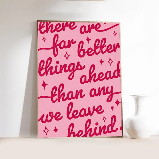 Brighter Days Ahead pink poster with sparkles, kawaii DDLG ABDL wall art for cozy littlespace decor.