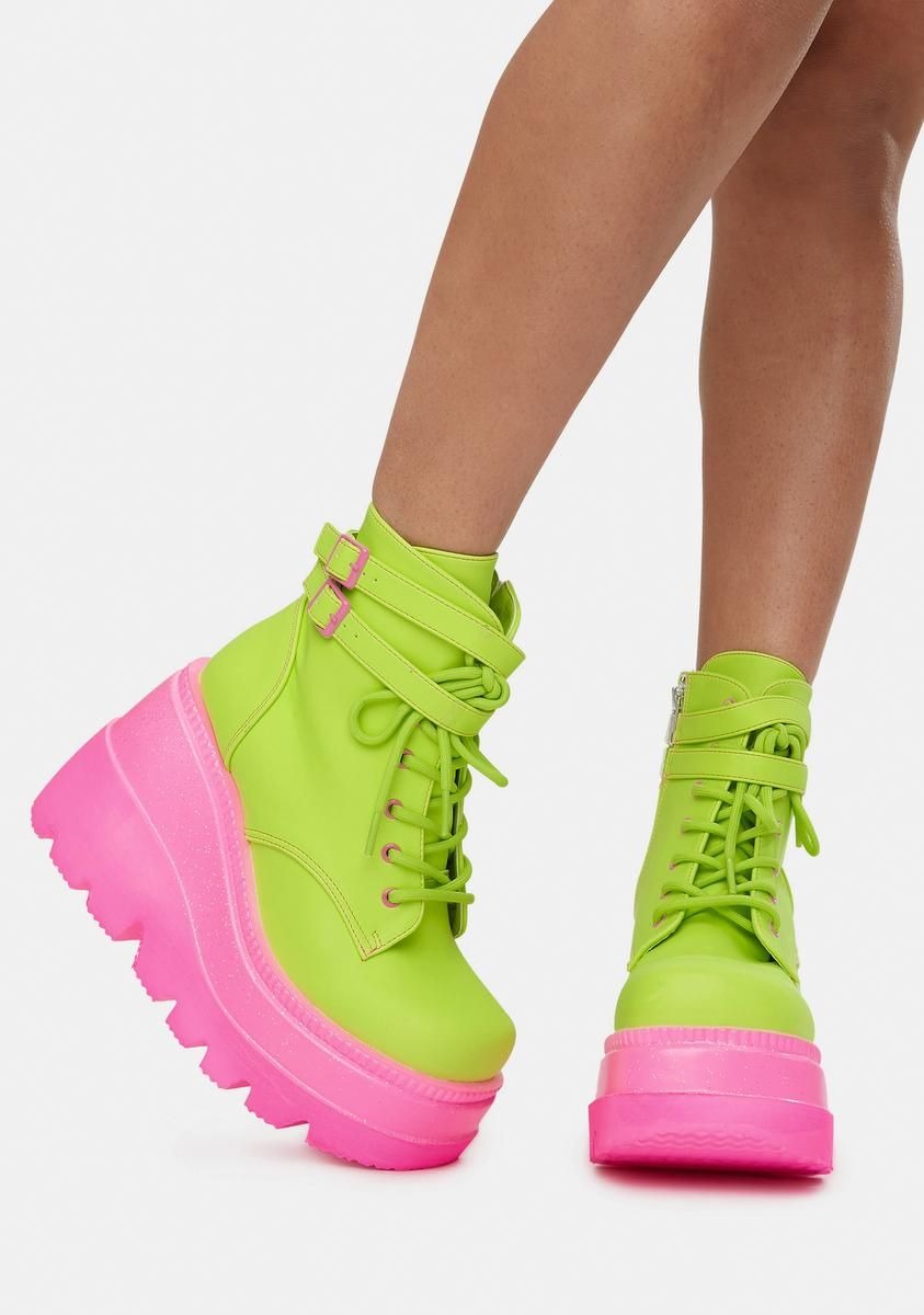Bubblegum Jungle Platform Boots, bold kawaii DDLG baddie streetwear boots