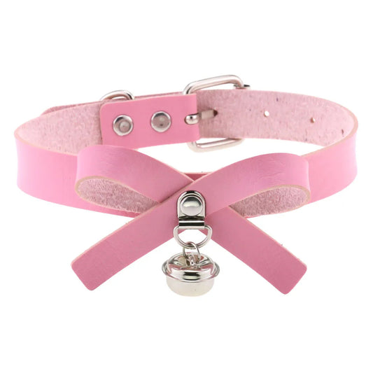 Heart and bow pink choker, cutecore accessory for DDLG style