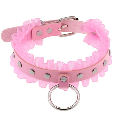 Sparkly bubblegum pink choker, kawaii pastel fashion for littles