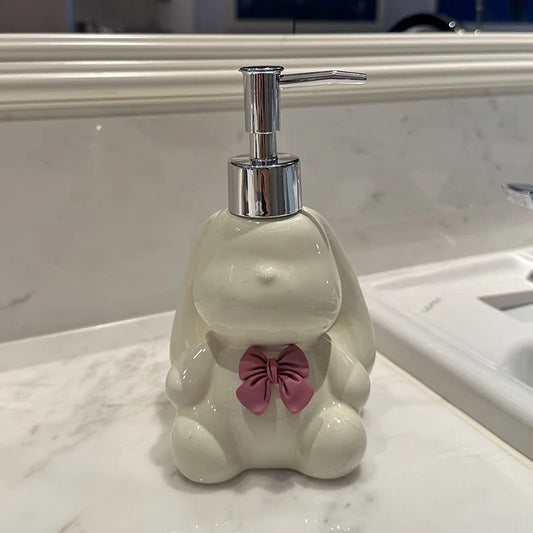 Bunny Bubble Freshness Soap Dispenser, pastel bunny design, kawaii cutecore bathroom accessory for playful spaces