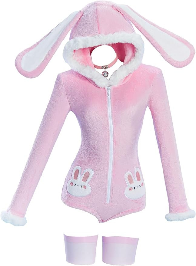bunny ears romper for ddlgirl caregiver or daddy mommy dress up, cute softie kawaii outfit
