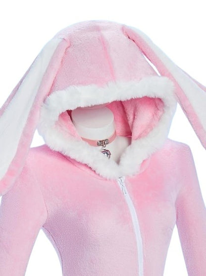 bunnycore dollcore romper with twin bunny details, pastel aesthetic, cute softie kawaii vibes