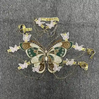 Butterfly Angel Baby Top in pastel colors with delicate chains, choker, and whimsical straps, perfect for Y2K cutecore DDLG outfits