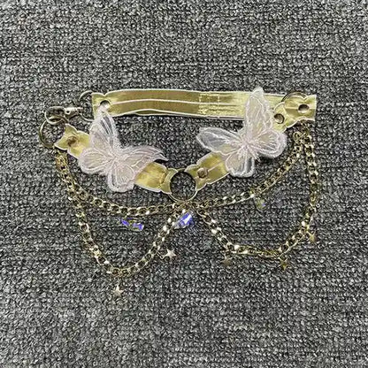 Butterfly Fairycore Baby Top with delicate chains, mini star choker, and whimsical straps, perfect for kawaii DDLG aesthetics