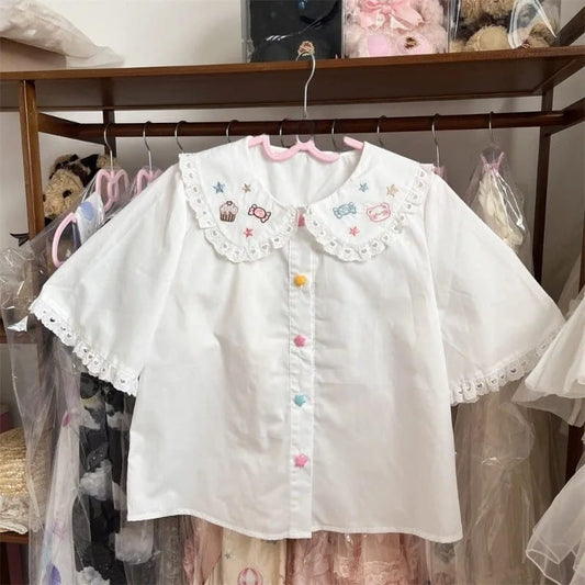 Candy Party babydoll blouse with pastel colors and cute baked goods print
