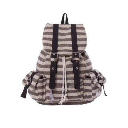 Retro beige and brown Candy Stripe Y2K Backpack for Y2K fashion, kawaii style, and everyday use