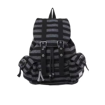 Candy Stripe Y2K Backpack in black and grey, perfect for retro, cutecore, and Y2K style