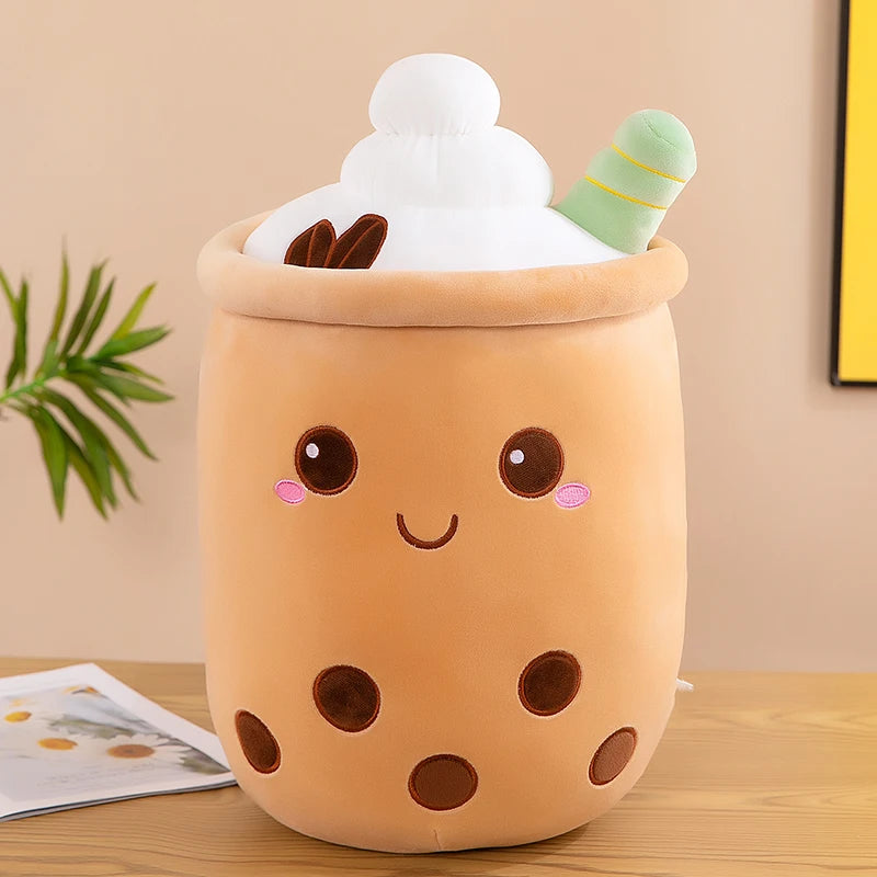 Caramel Bubble Tea Cuddle Plushie, super soft, huggable kawaii collectible plush toy