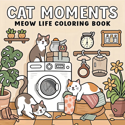 Kawaii cat whiskers coloring book with cute illustrations for stress relief and fun