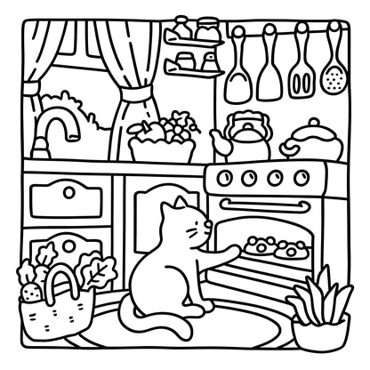 Cat whiskers kawaii coloring book with cute pages for relaxation and creativity